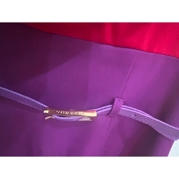 Black Halo dress red and purple with belt size 6Jackie-O asymmetric neck - Picture 8 of 11